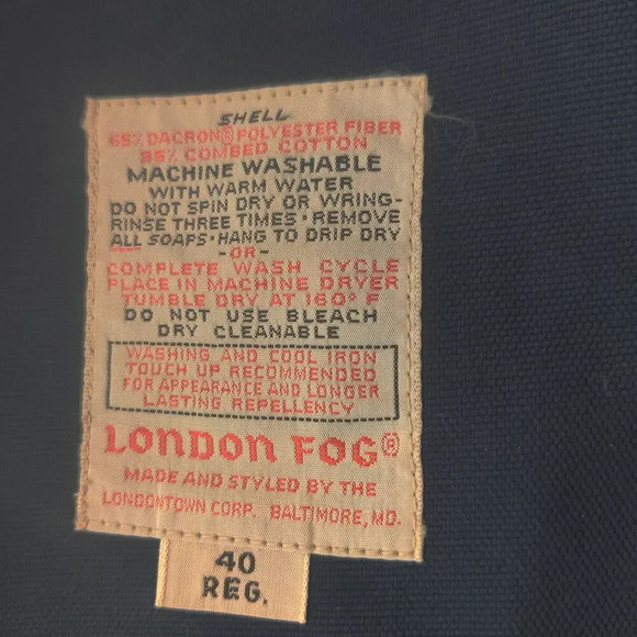 London Fog Navy Blue Trench Coat Utility Jacket Belted Size 14 Double Breasted - Picture 9 of 9